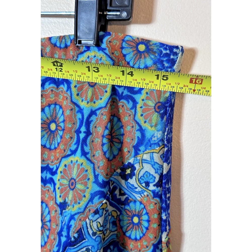 Chico's A-Line Skirt Womens Size 12 Blue Paisley Patchwork Elastic Artsy Boho 2 - Picture 8 of 12